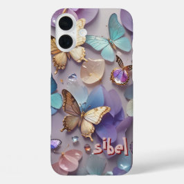 Roos Gold Butterfly Monogrammed Hoesje- Mate iPhon iPhone 16 Plus Hoesje