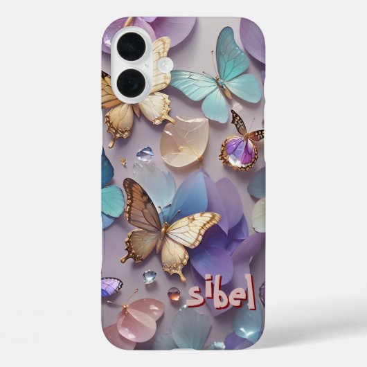 Roos Gold Butterfly Monogrammed Hoesje- Mate iPhon Case-Mate iPhone Case (Achterkant)