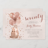 Roos Gold Cake 70e verjaardag uitnodiging (Voorkant / Achterkant)