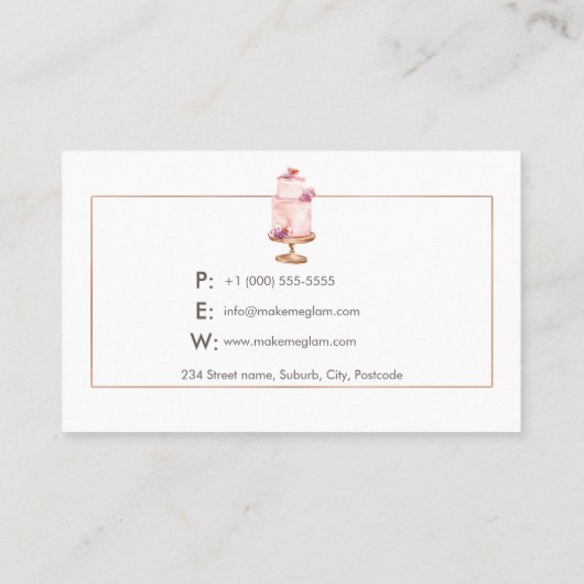 Roos Gold Cakes 9 x 5,5 cm Visitekaartje (Achterkant)