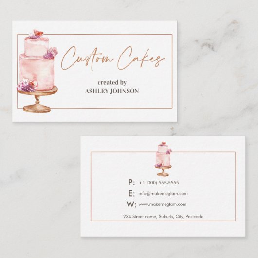 Roos Gold Cakes 9 x 5,5 cm Visitekaartje (Voorkant / Achterkant)