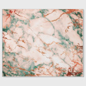 Roos Gold Cali Deep Green Marble Stone Copper Wood Cadeaupapier (Vlak)