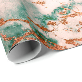 Roos Gold Cali Deep Green Marble Stone Copper Wood Cadeaupapier