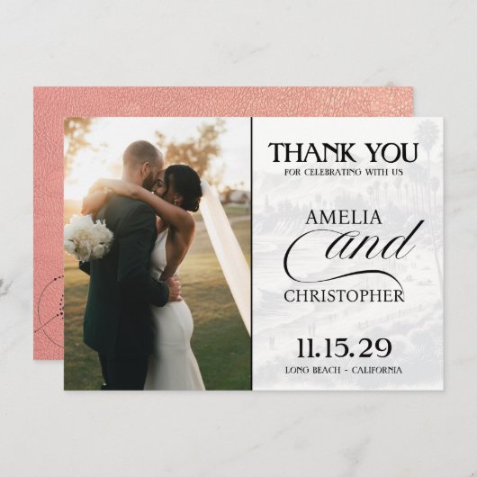 Roos Gold California Passport Bedankkaart (Voorkant / Achterkant)