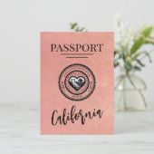 Roos Gold California Passport Bewaar de datum Save The Date (Staand voorkant)