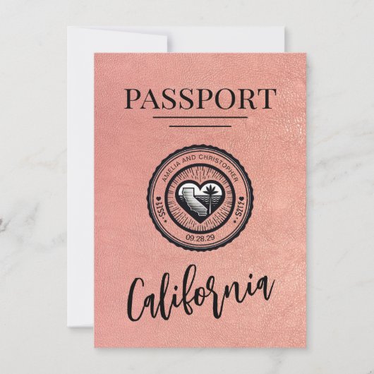 Roos Gold California Passport Bewaar de datum Save The Date (Voorkant)