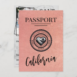 Roos Gold California Passport Bewaar de datum Save The Date