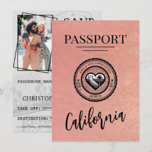 Roos Gold California Passport Bewaar de datum Save The Date