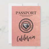 Roos Gold California Passport Wedding Kaart (Achterkant)