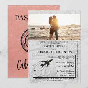 Roos Gold California Passport Wedding Kaart