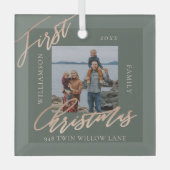 Roos Gold Calligrafen - Nieuwe startfoto Glas Ornament (Voorkant)