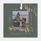 Roos Gold Calligrafen - Nieuwe startfoto Glas Ornament (Achterkant)