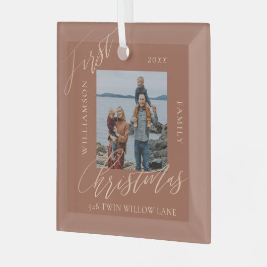 Roos Gold Calligrafen - Nieuwe startfoto Glas Ornament (Voorkant links)