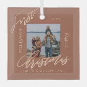 Roos Gold Calligrafen - Nieuwe startfoto Glas Ornament (Voorkant)