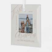 Roos Gold Calligrafen - Nieuwe startfoto Glas Ornament (Voorkant links)