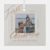 Roos Gold Calligrafen - Nieuwe startfoto Glas Ornament (Voorkant)