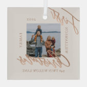 Roos Gold Calligrafen - Nieuwe startfoto Glas Ornament (Achterkant)