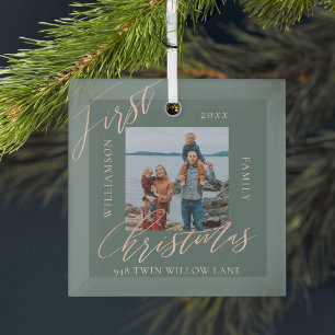 Roos Gold Calligrafen - Nieuwe startfoto Glas Ornament