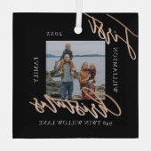 Roos Gold Calligrafen - Nieuwe startfoto Glas Ornament (Achterkant)