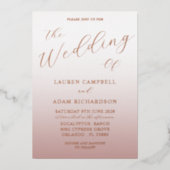 Roos Gold Calligrafie en ombre Wedding Folie Uitnodiging (Voorkant)