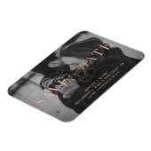 Roos Gold Calligrafie Foto Save the Date Magneet (Linkerzijde)