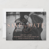 Roos Gold Calligrafie Foto Save the Date Magnetische Uitnodiging (Voorkant)