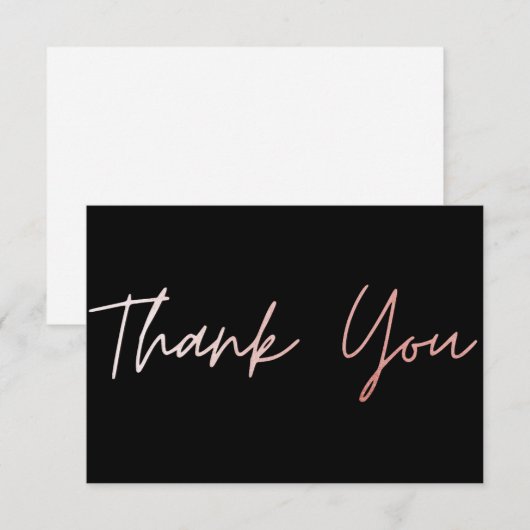 Roos Gold Calligrafie Hartelijk dank Bedankkaart (Voorkant / Achterkant)