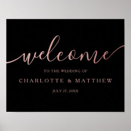 Roos Gold Calligraphy Black Welcome Wedding Poster