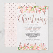 Roos Gold Calligraphy doopuitnodiging Kaart (Voorkant / Achterkant)