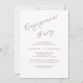 Roos Gold Calligraphy Engagement Party Invitation Kaart