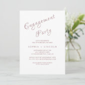 Roos Gold Calligraphy Engagement Party Invitation Kaart (Staand voorkant)