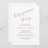 Roos Gold Calligraphy Engagement Party Invitation Kaart (Voorkant / Achterkant)