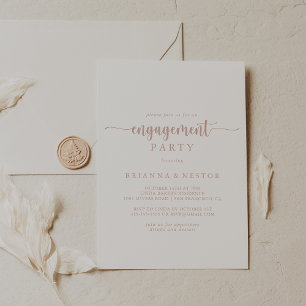 Roos Gold Calligraphy Engagement Party Kaart