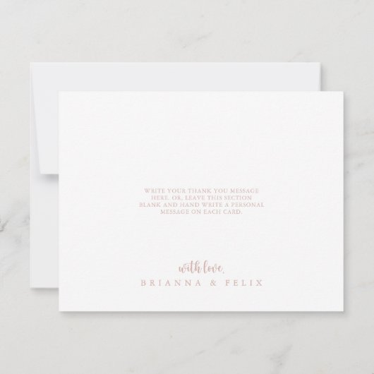 Roos Gold Calligraphy Flat Wedding Hartelijk dank Bedankkaart (Achterkant)