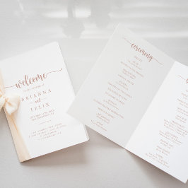 Roos Gold Calligraphy Folded Wedding Program Programma