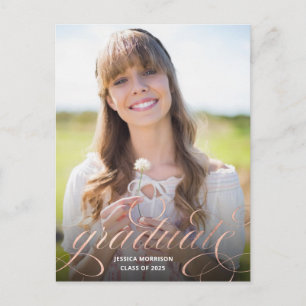 Roos Gold Calligraphy Overlay Photo Afstuderen Briefkaart