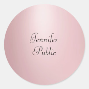 Roos Gold Calligraphy Script Elegant Sjabloon Ronde Sticker