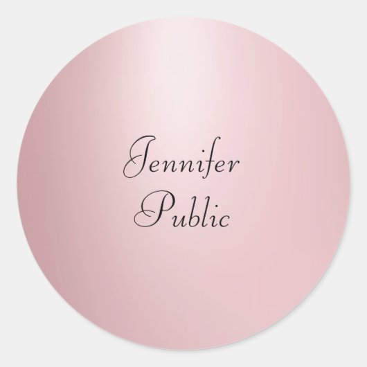 Roos Gold Calligraphy Script Elegant Sjabloon Ronde Sticker (Voorkant)