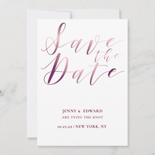 Roos Gold Calligraphy Script Modern Save the Date Kaart (Voorkant)