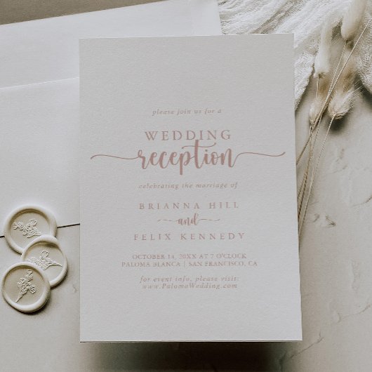 Roos Gold Calligraphy Weddenschappen Reception Kaart