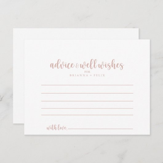 Roos Gold Calligraphy Weddenvice Card Briefkaart (Voorkant / Achterkant)