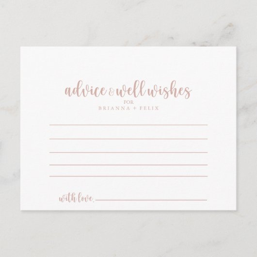 Roos Gold Calligraphy Weddenvice Card Briefkaart (Voorkant)
