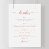 Roos Gold Calligraphy Wedding Drink Menu Sign Poster