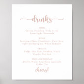 Roos Gold Calligraphy Wedding Drink Menu Sign Poster (Voorkant)