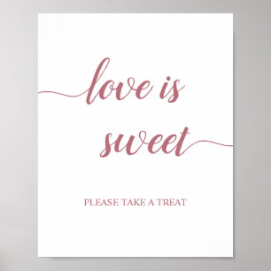 Roos Gold Calligraphy Wedding Love is Sweet Sign Poster