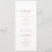 Roos Gold Calligraphy Wedding Program Programmakaart (Voorkant)