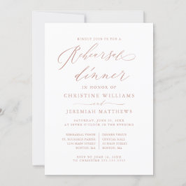 Roos Gold Calligraphy Wedding Rehearsal Dinner Kaart