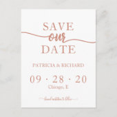 Roos Gold Calligraphy Wedding Save the Date Briefkaart (Voorkant)