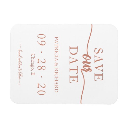 Roos Gold Calligraphy Wedding Save the Date Magneet (Horizontaal)