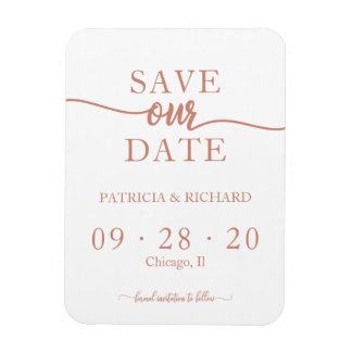 Roos Gold Calligraphy Wedding Save the Date Magneet
